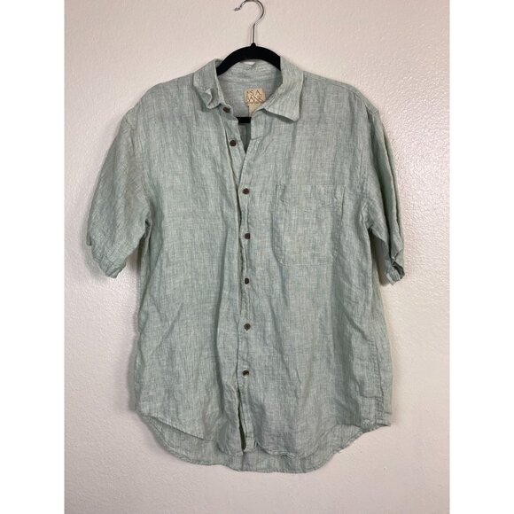 Jos. A. Bank 100% Linen Button Up Shirt Men size Medium Light Green Short sleeve - Picture 1 of 14